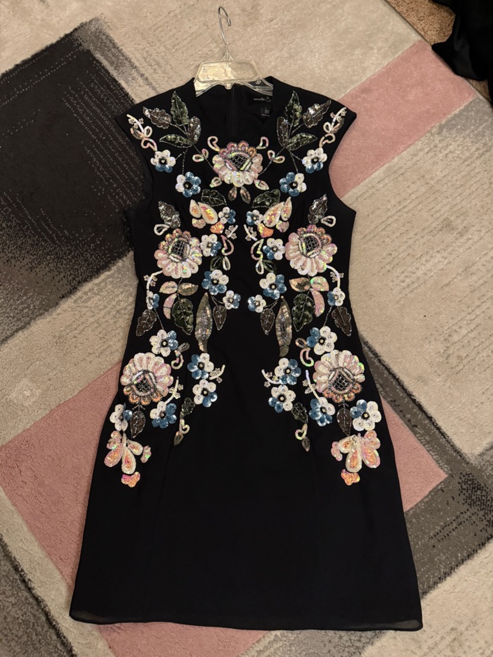 Needle & Thread Mini Dress with Pastel Floral sequined Embroidery